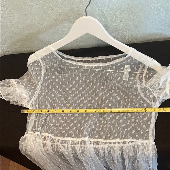 ( 0404) Women Sheer White Polka Dot See through Blouse / bikini cover - Picture 4 of 6